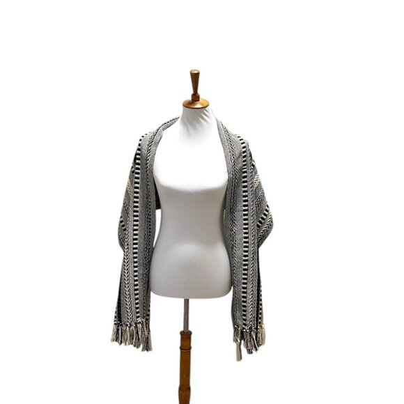 Design Imports Tribal Scarf Cream/Black One Size - Picture 11 of 14